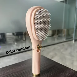 Revolutionary Self - Cleaning Retractable Hairbrush with Anti - Static Massage Feature (Beige)