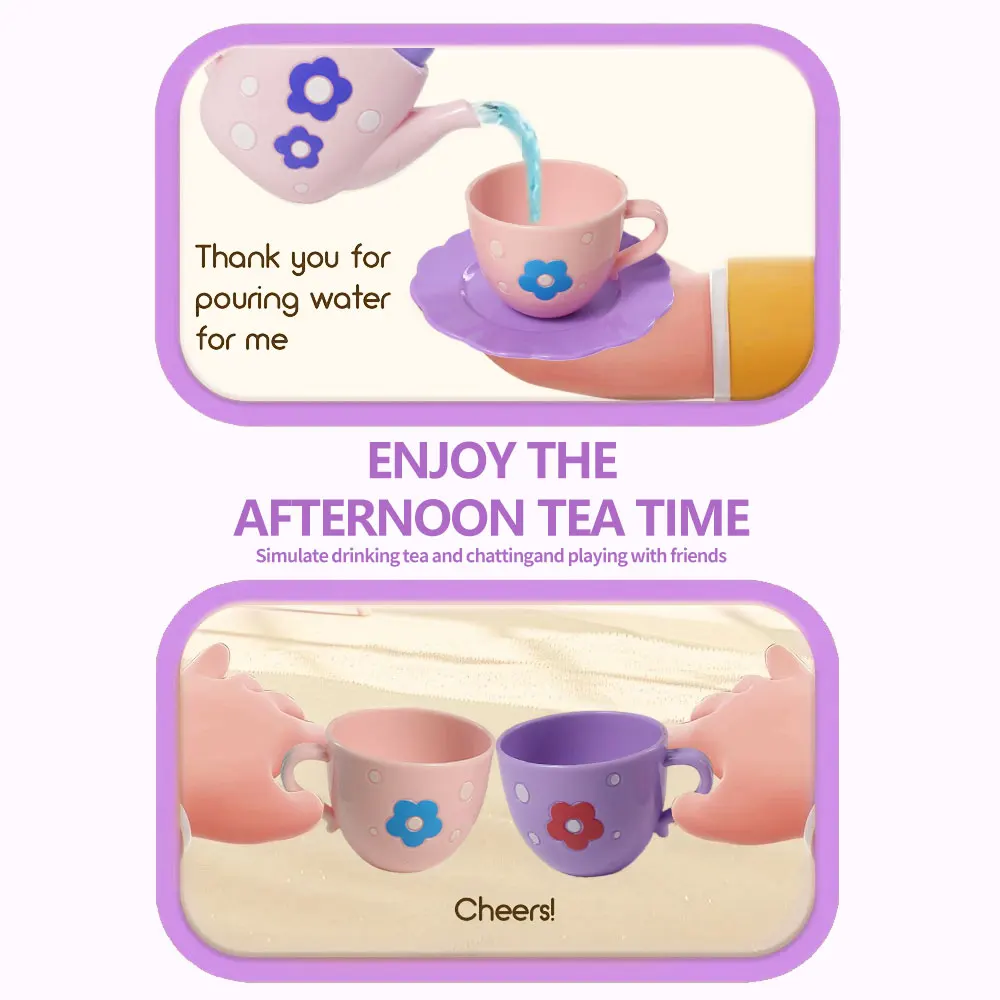 Little Girl Tea Party Pretend Afternoon Tea Dessert Teapot Set Princess Time Playing Kitchen Toys Easter Gifts