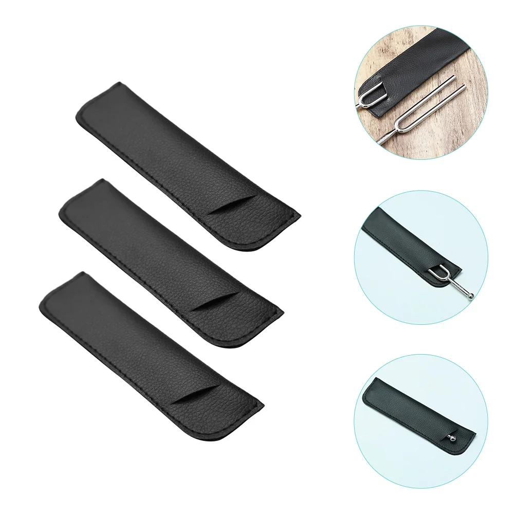 

3 Pcs Tuning Fork Set Music Instrument Supplies Sleeves Dedicated Storage Bags Pu Decor Covers