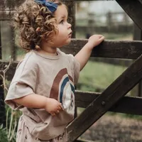T-shirt de sport décontracté polyvalent pour enfants, tout-petit, tout neuf, imprimé mignon, solide, costume d'été pour filles et garçons, Y-2023 5