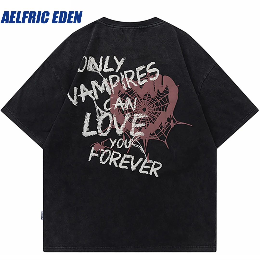 Aelfric Eden Heart Spider Web Graffiti Graphic T-Shirt Men