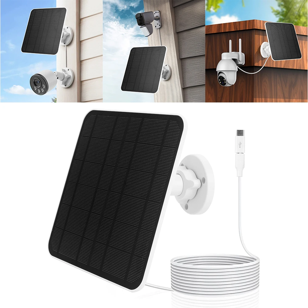 Panneausolaire20W5V,étancheIP65,pourcaméradesécuritéextérieure,PortMicroUSBetUSB-C,câbledechargementde9.8pieds360°Supportréglable