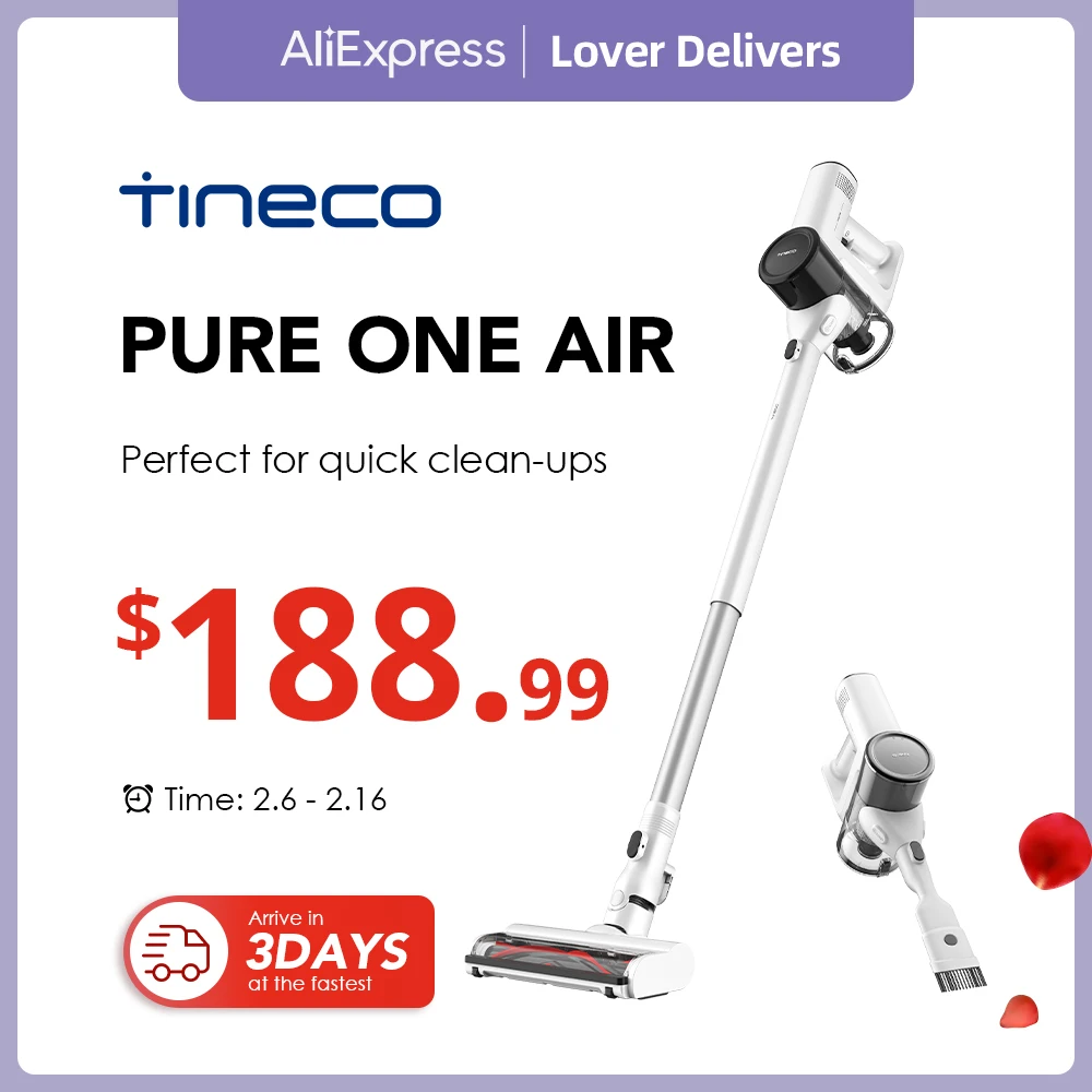 Tineco Pure One Air Aspirapolvere Cordless Per Mop Domestico Super Leggero Wireless Silenzioso Potente Macchina Per La Pulizia Dell'Aspirazione