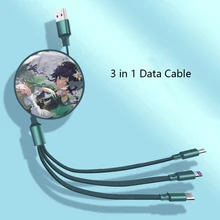 

Genshin Impact Cosplay Venti 3 In 1 Data Cable Anime Micro USB Type C For iPhone 13 12 Pro Air Pods For Huawei For Samsung