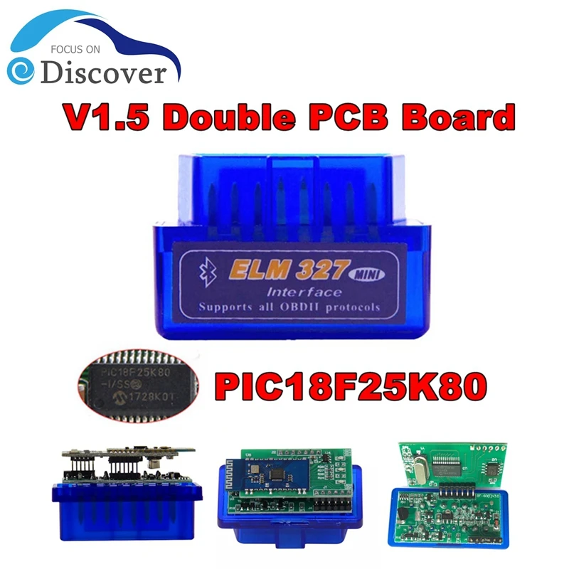 Dual Double 2Pcb Muslimah Chip Firmware 1.5 Elm327 V1.5 Obd2 Scanner Code Reader Tool Mini Inter Face