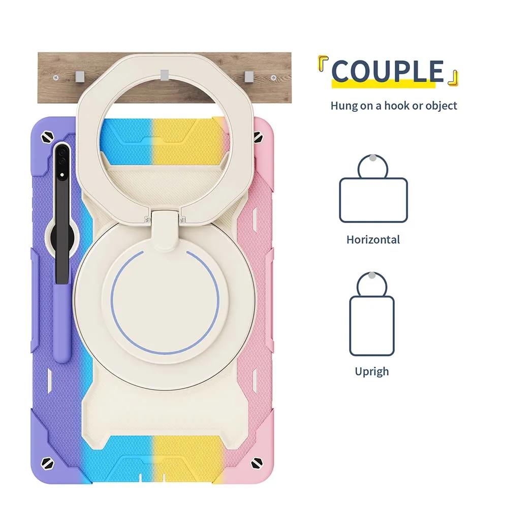 Armor B Style Case For Samsung Galaxy Tab S8 Ultra Pen Slot ShockProof Silicone PC Hand Ring Stand Cover Skin_voghion.com