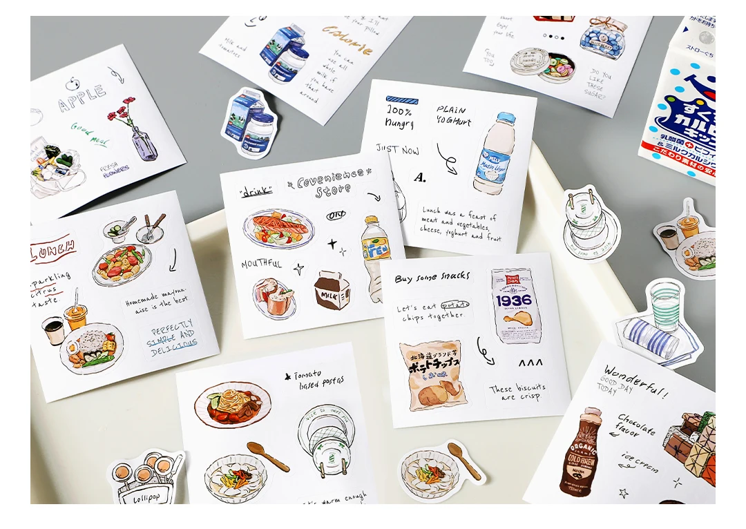 50sheets/book Retro Ins Soft Time Die Cutting Mini Sticker Notebook Journal Photocard Sticker DIY Material Aesthetic Stationery