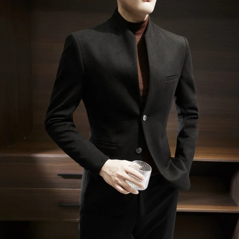 Double Breasted Male Business Blazer Casual Korean Style Clothes Coat Simple Fashion 2024 Elegant Loose Men's Suit Dress Jackets 4