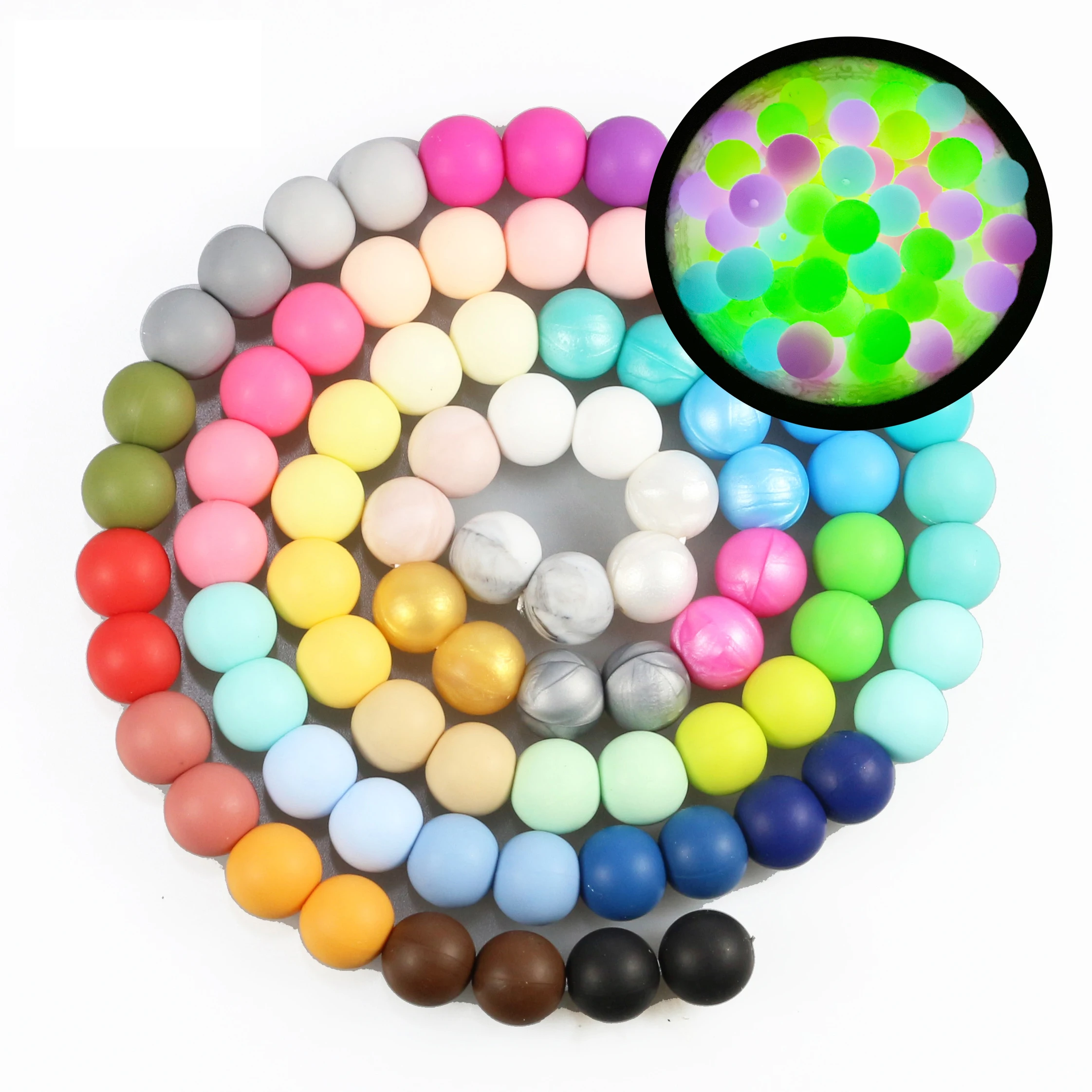 500PCS 10MM/12MM/15MM Silicone Beads Baby Teething BPA FREE Food Grade Soft Silicon Ball For Jewelry Necklaces  Free Shipping