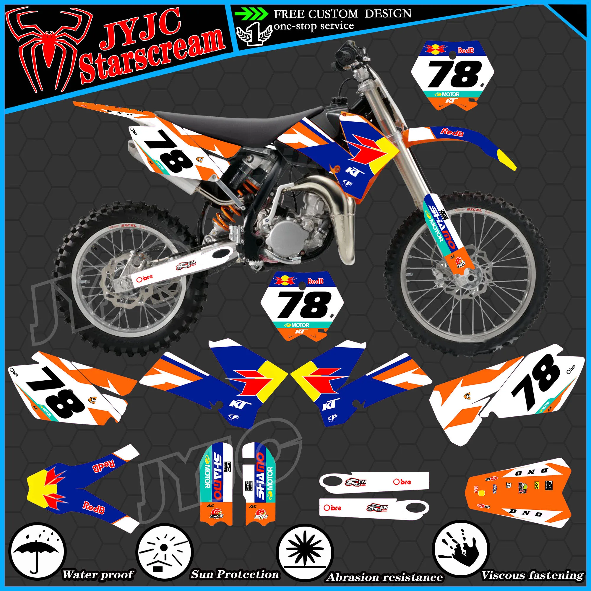 Graphic Kit for KTM 2003 2004 2005 2006 2007 2008 2009 2010 2011 2012 SX XC 85 SX XC105 Motorcycle Decal Stickers