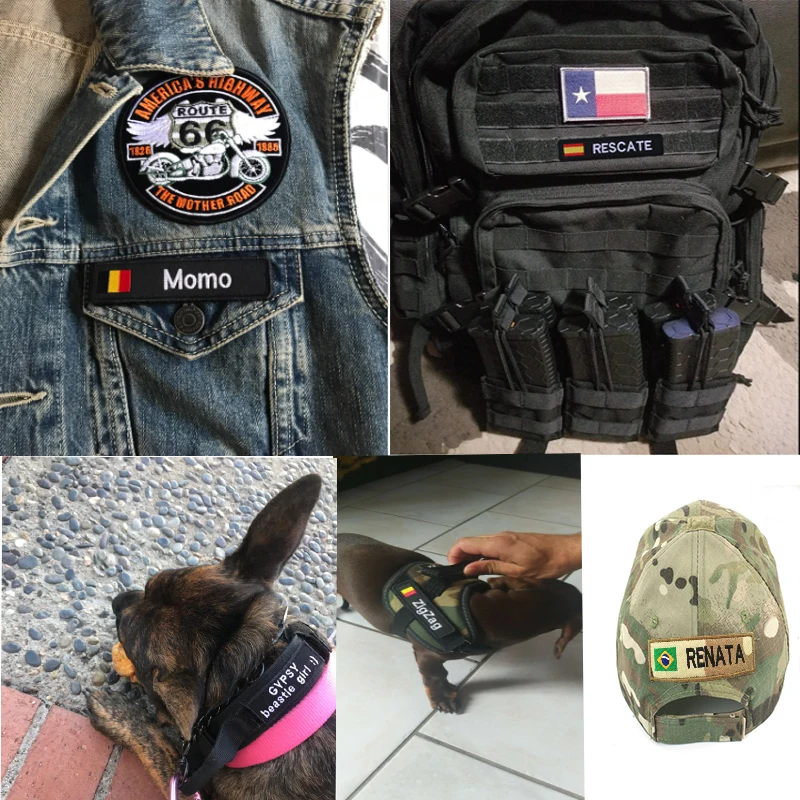 National Flag Embroidery Name Patches Stripes Badges Sticker Iron On Sewing On Hook&Loop For Clothing Hat Backpack Collar