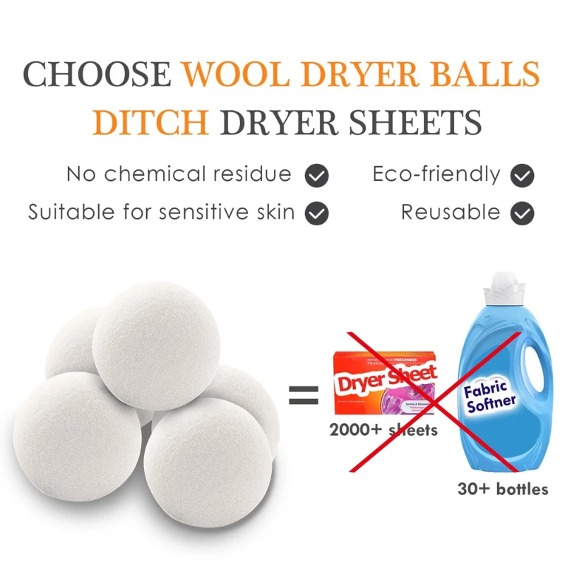 1/3/6Pcs Reusable Wool Dryer Balls Softener Laundry Home Washing 5cm Fleece Dry Kit Ball Useful Washing Machine Accessories laundry ball