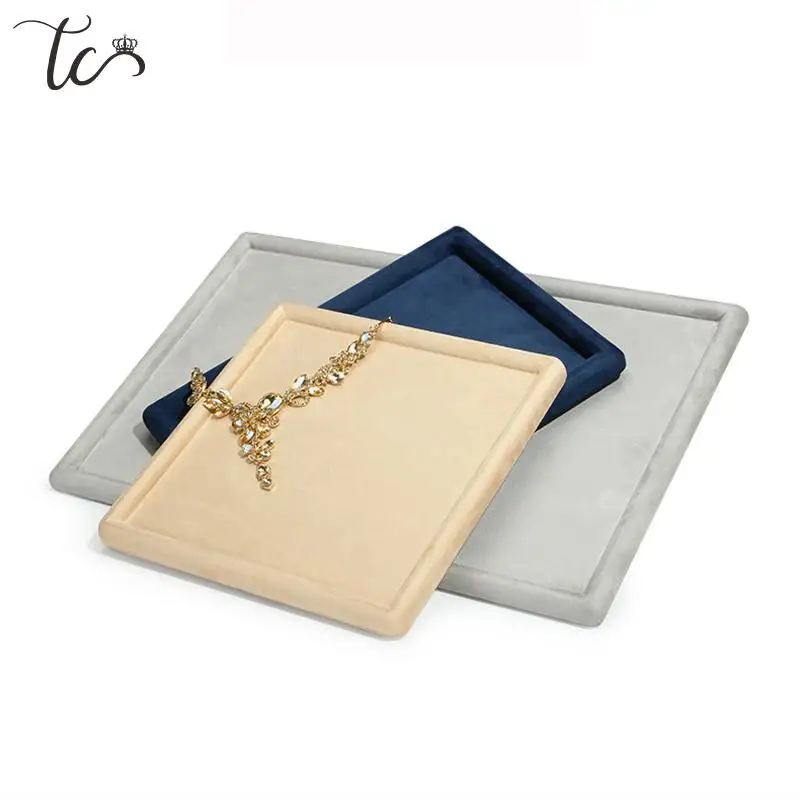 Velvet Square Jewelry Storage Display Tray Ring Earrings Pendant Necklace Bracelet Pearl Watch Display Tray