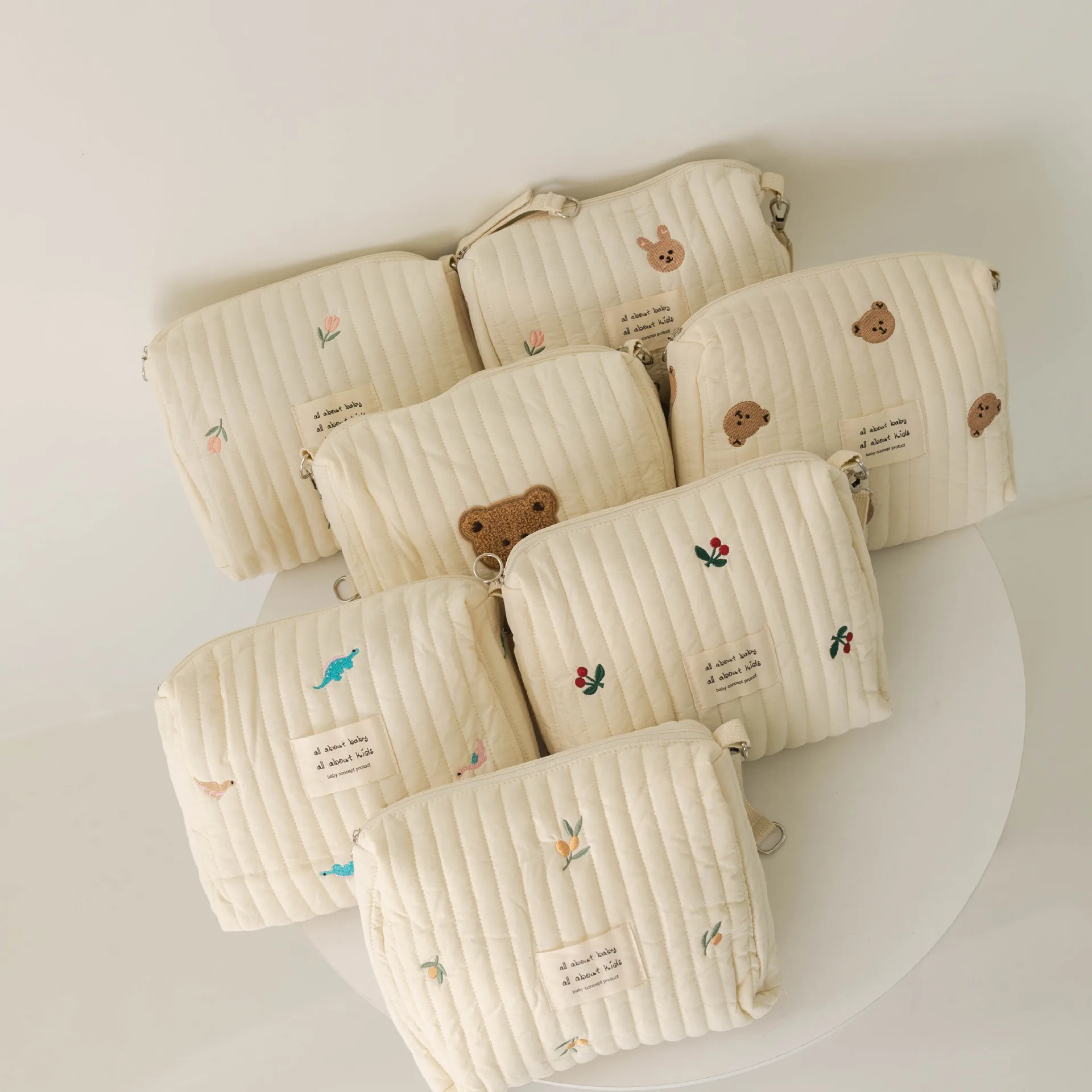 Cute Women Makeup Bags Ins Kids Cotton Diaper Bag for Stroller Hanging Bag Baby Items Nappy Caddy Organizer Mommy Bag Zipper 3