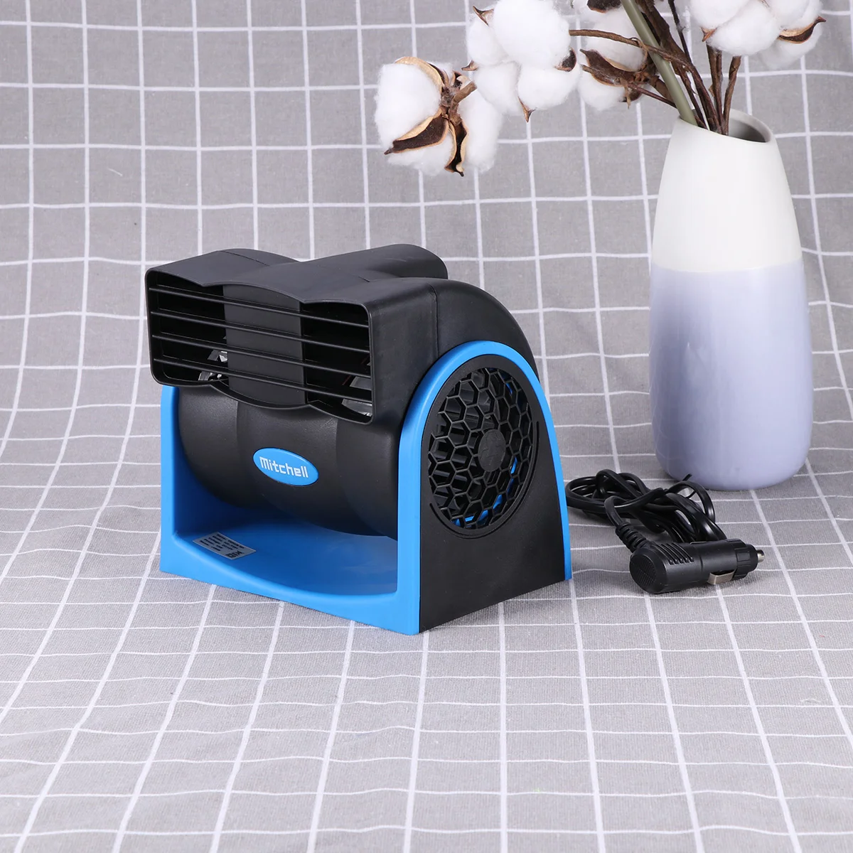 

12V Portable Mini Auto Car Cooling Fan Super Quiet Silent Cooling Fan 2-Speed Adjustable Car Air Fan without Blades (Blue)