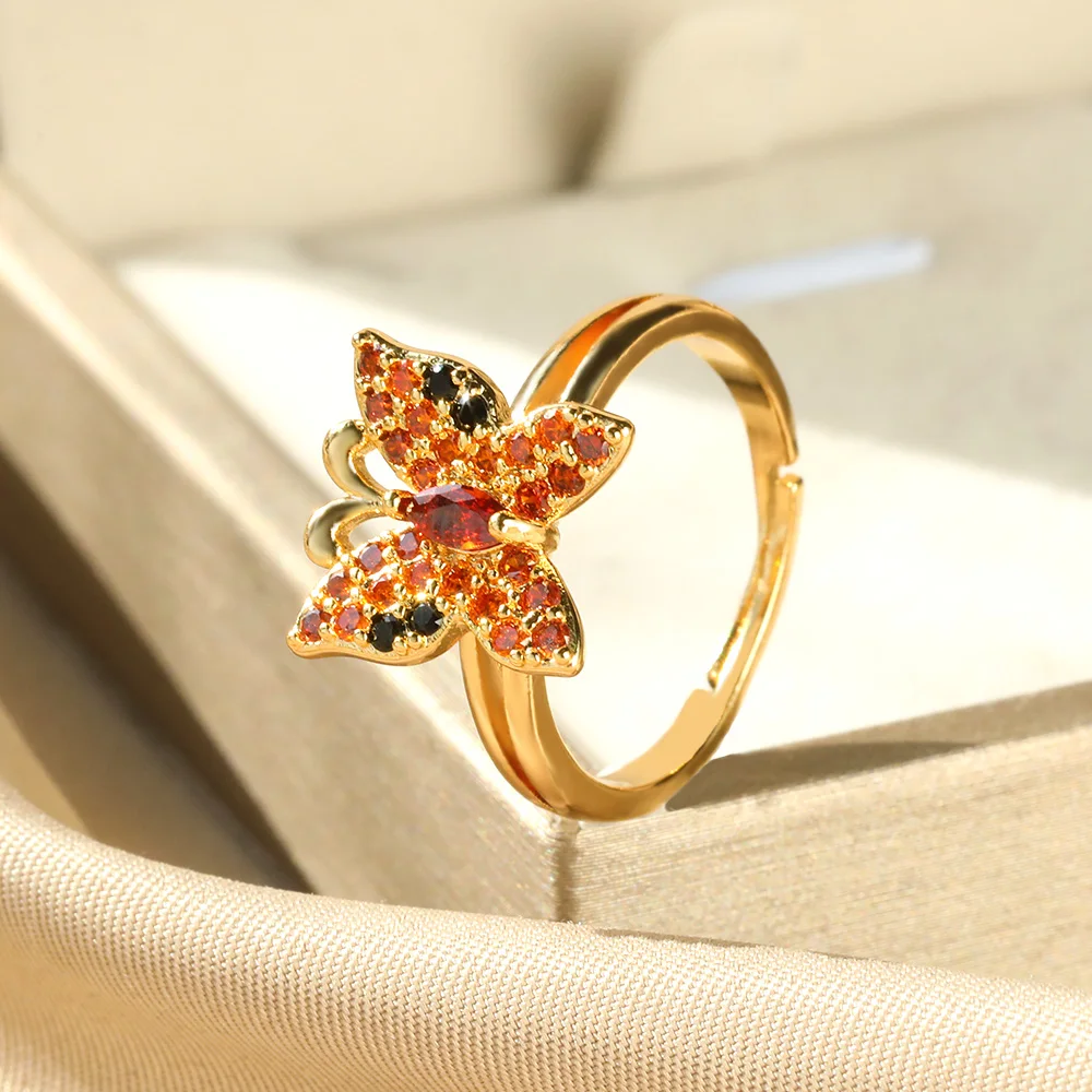 24K Pure Gold with Gemstone Ring : Butterfly Design – Prima Gold Official