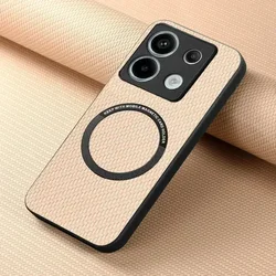 Luxury Leather Back Panel Magnetic Case - Premium Edition for Redmi Note 13 Pro 4G (Apricot)