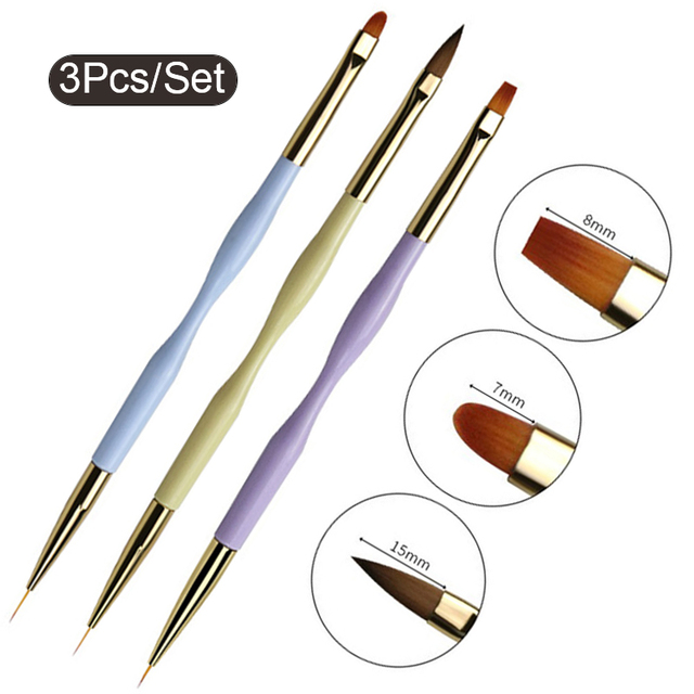 Acrylic French Stripe Nail Art Liner Brush Set 3D Tips Manicuring Ultra-thin Line Drawing Pen UV Gel Brushes Painting Tools