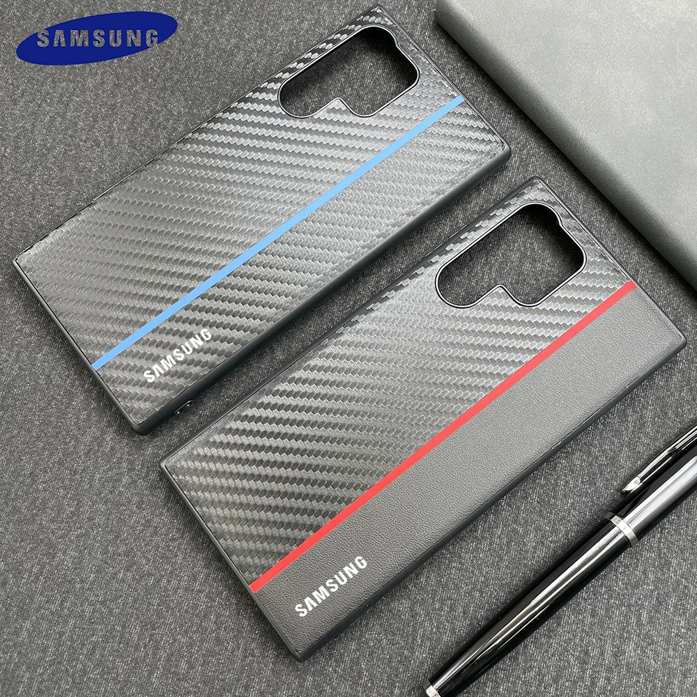 Carbon Fiber Pattern PC Case For Samsung Galaxy S22 Ultra Plus Matte Aramid Anti-fingerprint Shockproof Phone Cover cute galaxy s22+ case