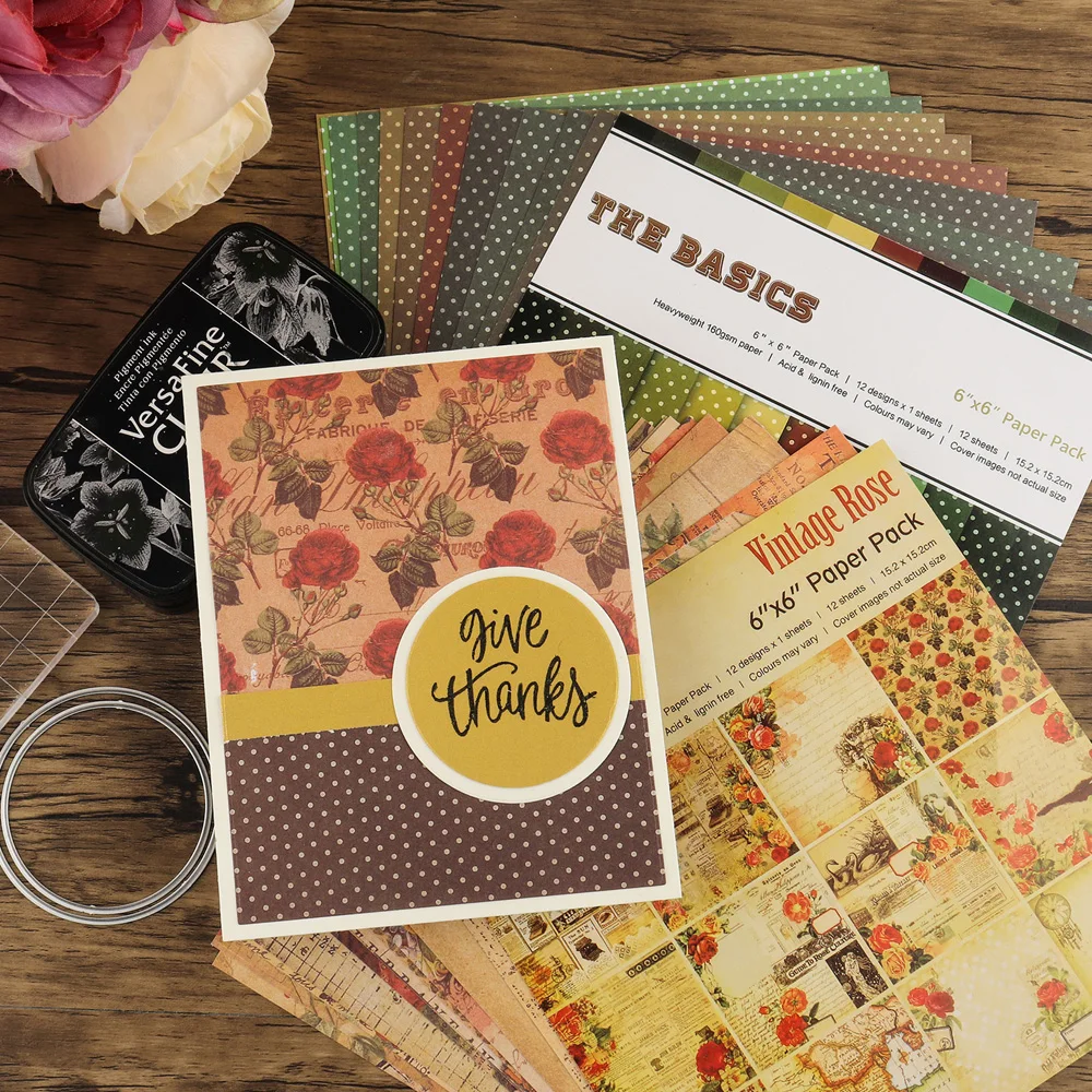 Blumiges Kartonpapier Fürs Scrapbooking – 24 Blätter, 15x15 Cm, Einseitig Bedruckt, 160 G/m²