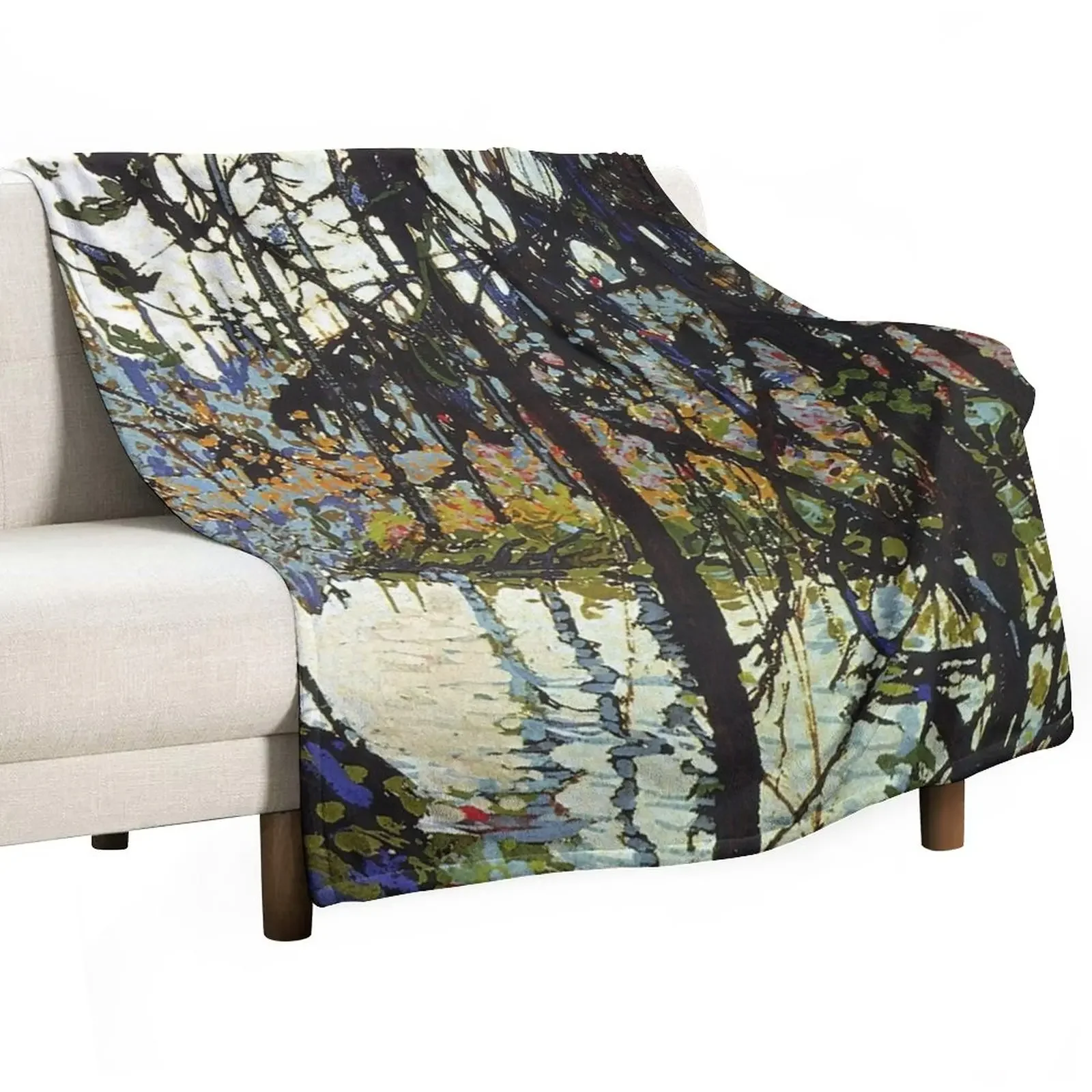

Tom Thomson - Northern River Throw Blanket Luxury Dorm Room Essentials Loose Sofas Blankets