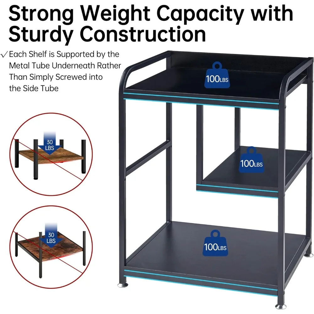 Printer Stand with Storage Shelf for Home Office Organization, 22 x 18 Inch Large Printer Table with Wheels, Shredder Stand