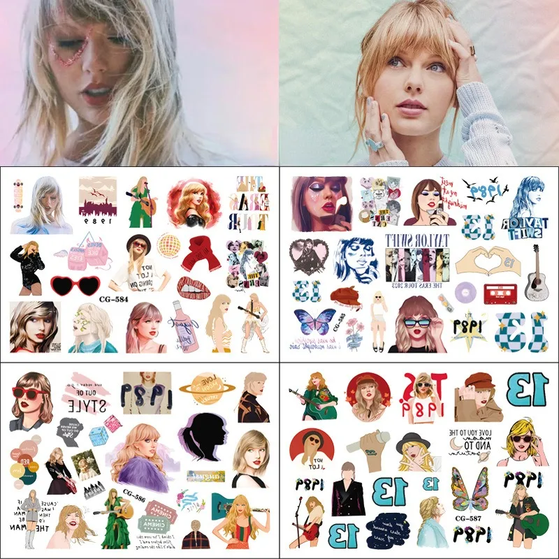 

Singer Taylor Swift Theme Tattoo Stickers Temporary Tattoos for Birthday Party Supplies Favors Cute Tattoos Stickers Decoration