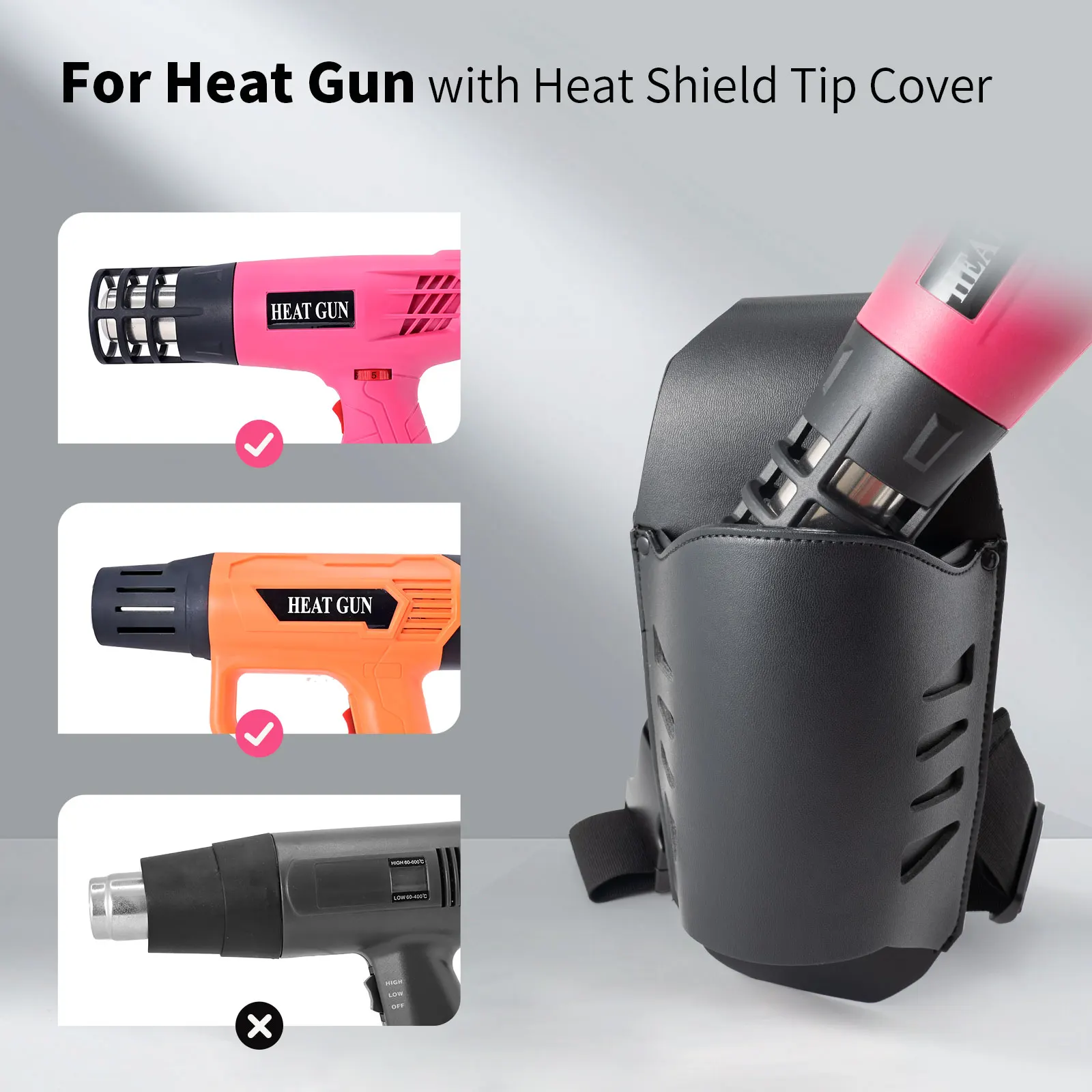 FOSHIO Car Vinyl Wrap Faux Leather Heat Gun Holder with Waist Belt Heat Resistant Waterproof Hot Air Gun Carrying Tool Bag Pouch