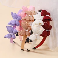 1PC Exquisite Butterfly Hairband Simulated Pearl Children's Hair Hoop Daily Hair Binding Lovely Girl Accessories Gift Wholesale 5