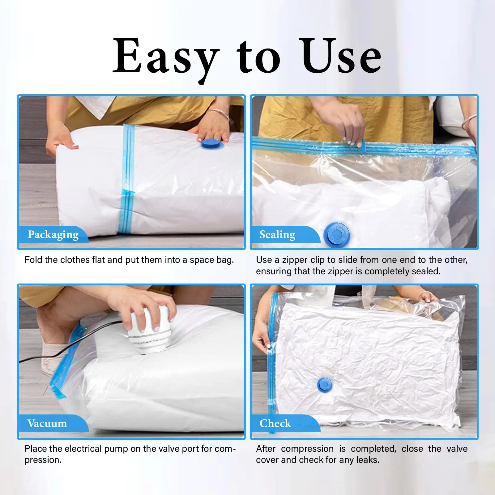 6 Pack Vacuum Storage Bags  Space Saver Bags Vacuum Sealer Bags for Clothes Comforters Blankets Bedding Home Travel Organizer 2