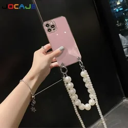 Pearl Chain Bracelet Crossbody Lanyard with Lens Protection - Plating Silicone Cover for Honor Magic 3 Pro (Purple)