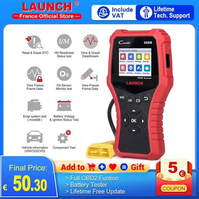 LAUNCH-Outil de diagnostic automobile professionnel, lecteur de code  moteur, tout système, mise à jour gratuite, X431 CRPree V2.0 plus OBD2 -  AliExpress