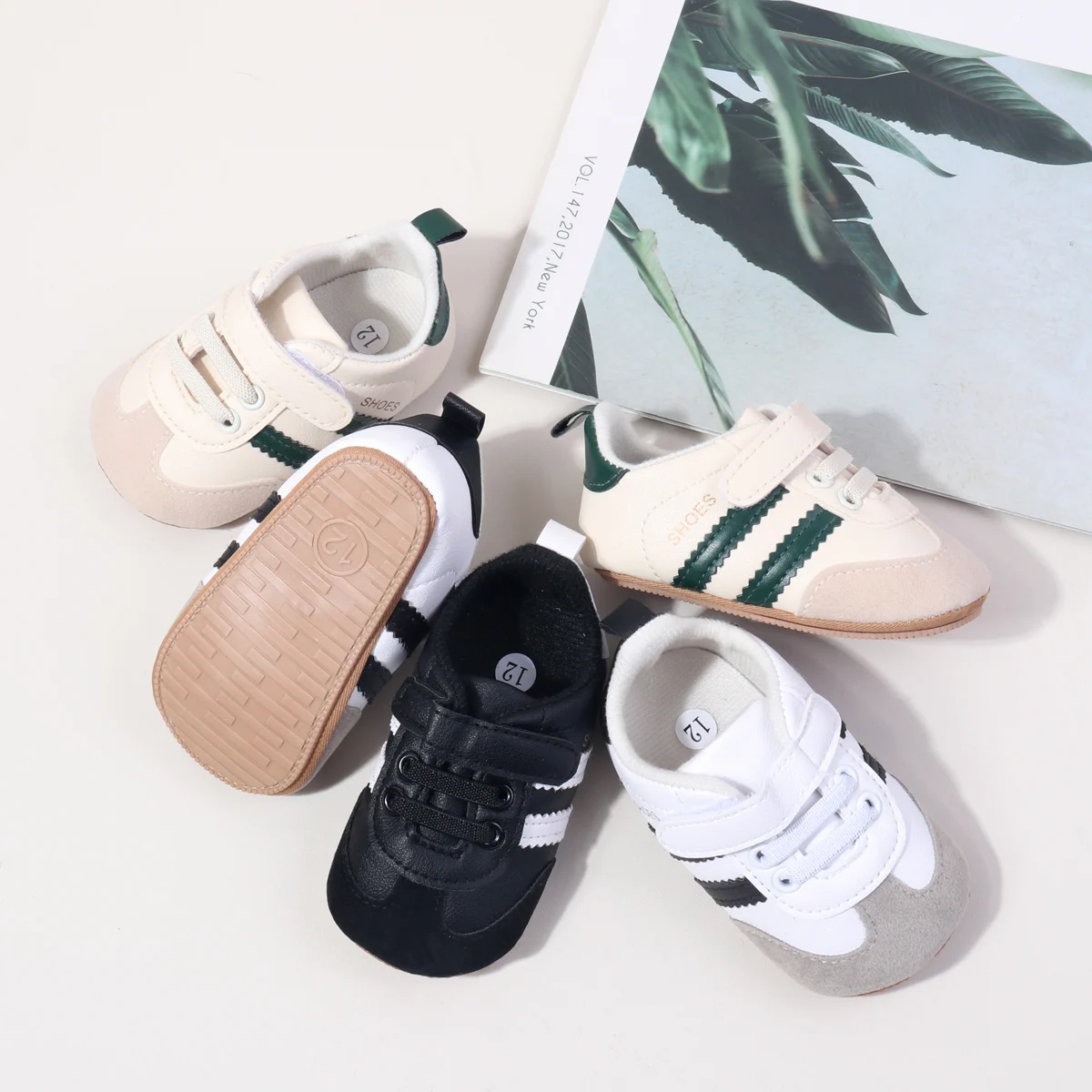 2025 New Style Baby Boys And Girls First Walkers Shoes Classic Striped Anti Slip Sole Soft for Toddlers 2