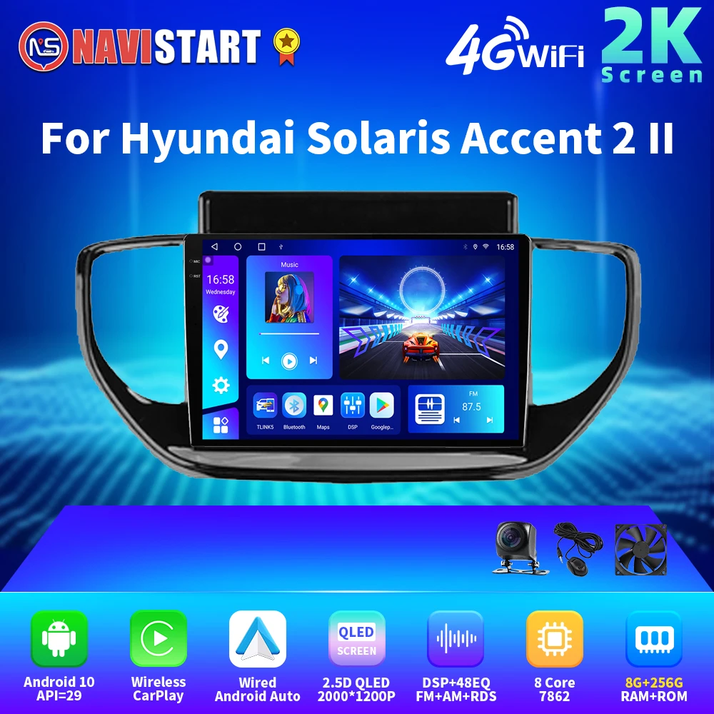 

NAVISTART 2K 2000*1200 Car Radio For Hyundai Solaris Accent 2 II 2020 - 2021 Android Multimedia Stereo Player Navigation GPS