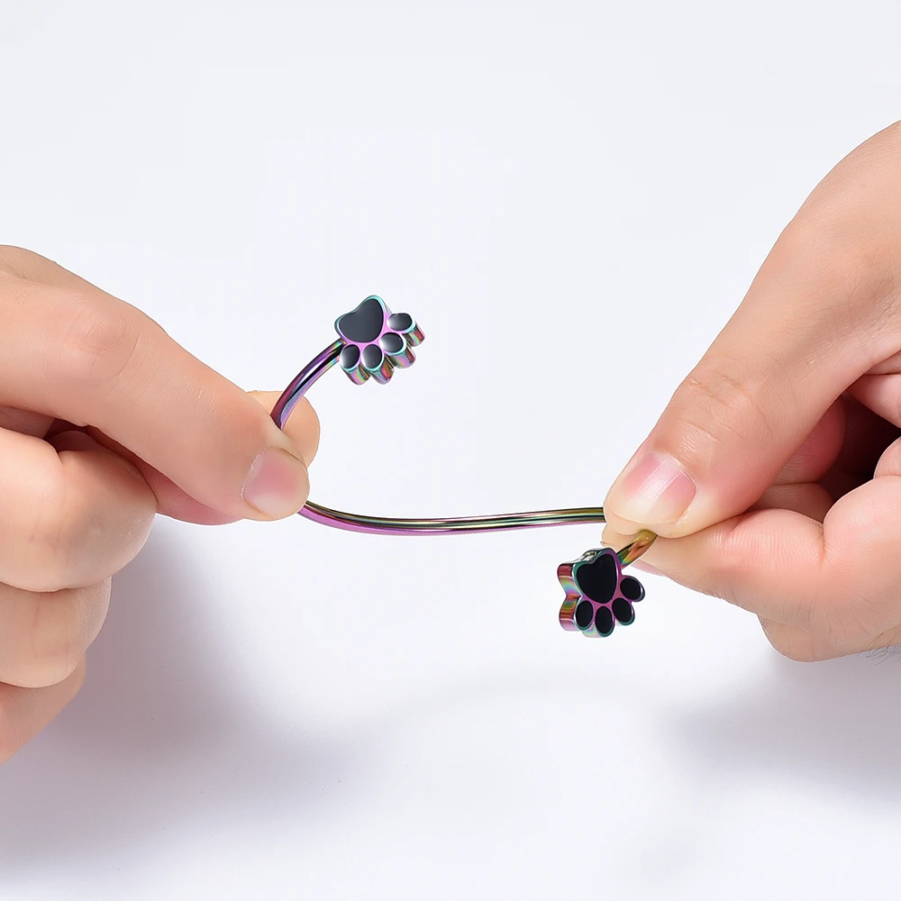 Paw Pendant Stainless Steel Bangle Cremation Urns for Dog Cat Pet Ashes Memorial Jewelry Funeral Open Keepsake Bracelet