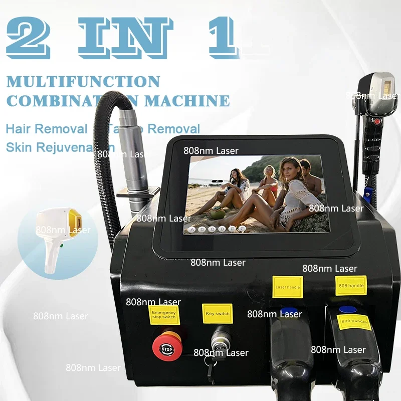 

3000W Newest 808 diode Laser permanent Portable 2 in 1 picosecond laser tattoo removal and hair removal switched machine