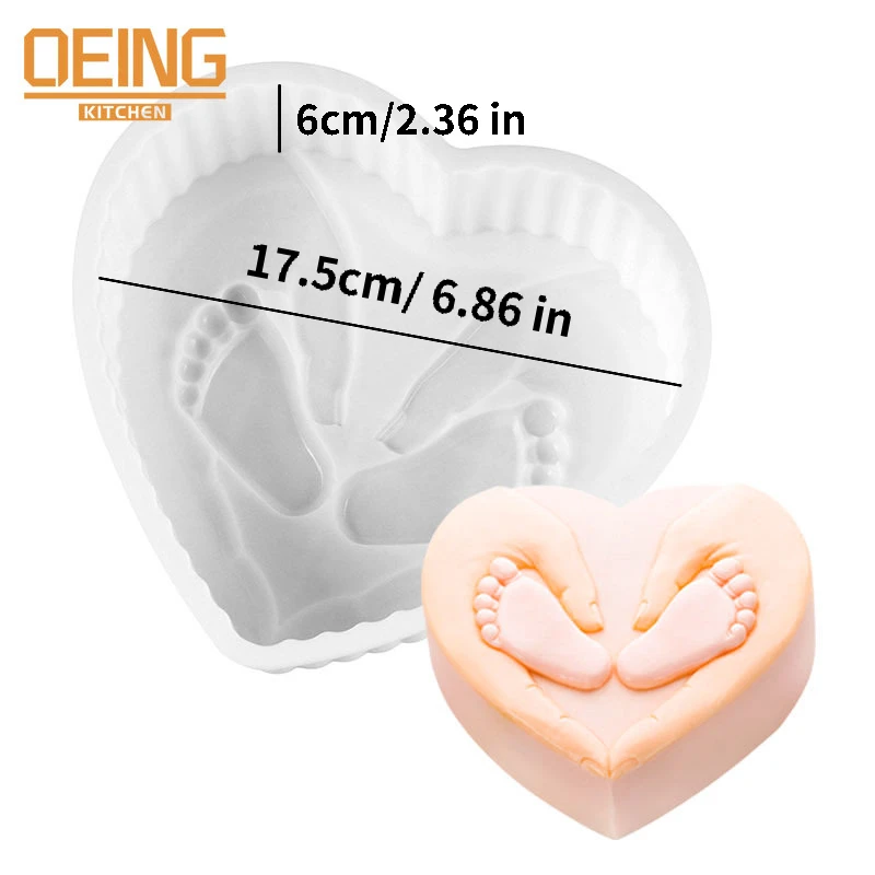 Love Hearts Silicone Molds Baby Feet Soap Mold Resin Making Crafts