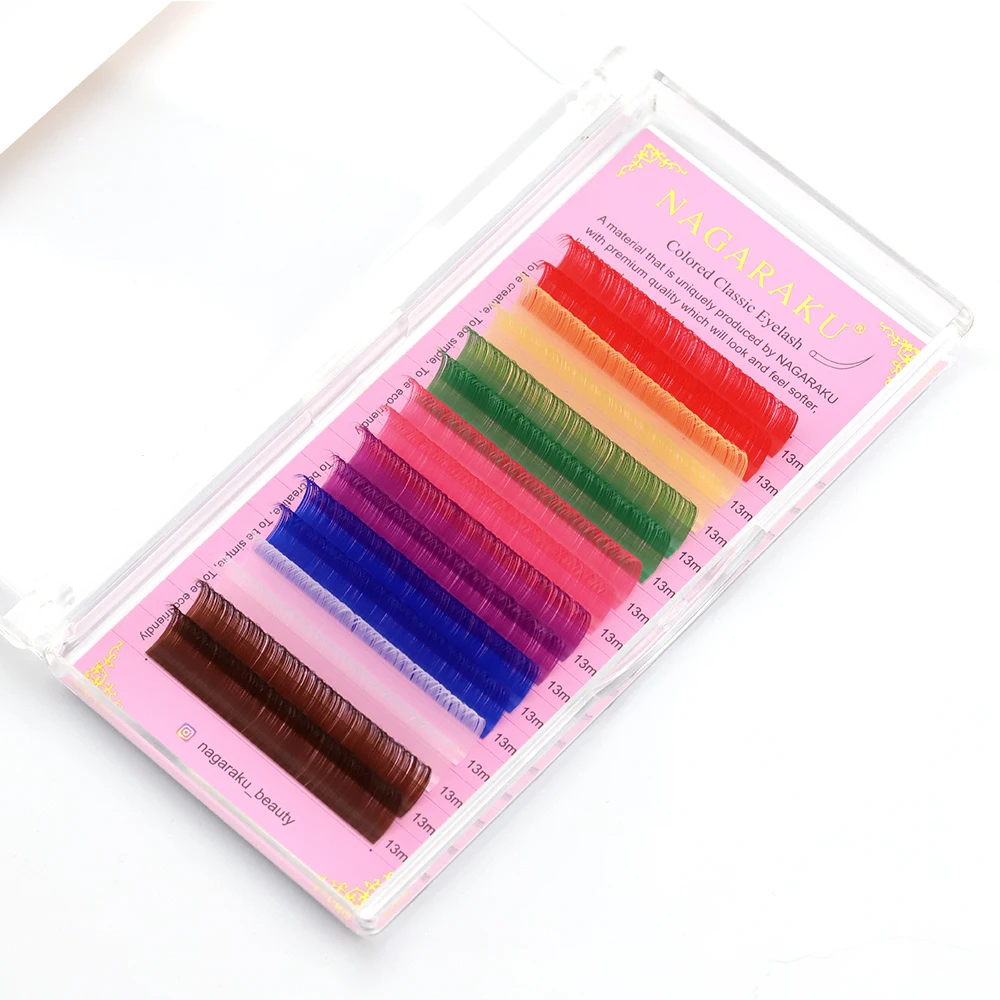 Eyelash Extension Eyelash Extensions Eyelash Extension Lashes Fake Eyelashes False Eyelashes Eyelash Makeup Tools NAGARAKU Eyelash Extension Makeup Maquillaje Individual Eyelash Rainbow Color Premium Soft Natural Cilia Lashes
