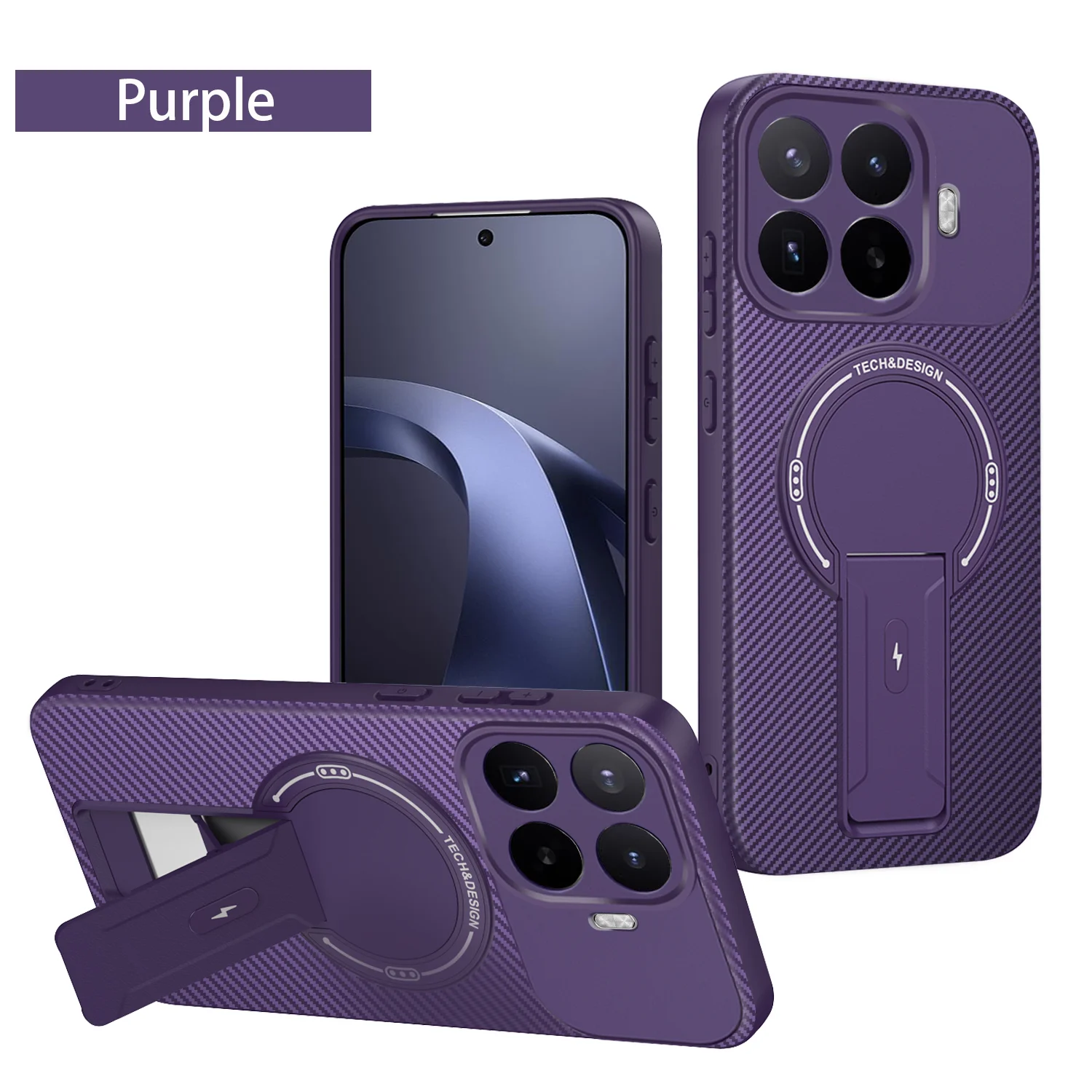 Premium Armor Carbon Fiber Magnetic Stand Case - Shockproof Cover