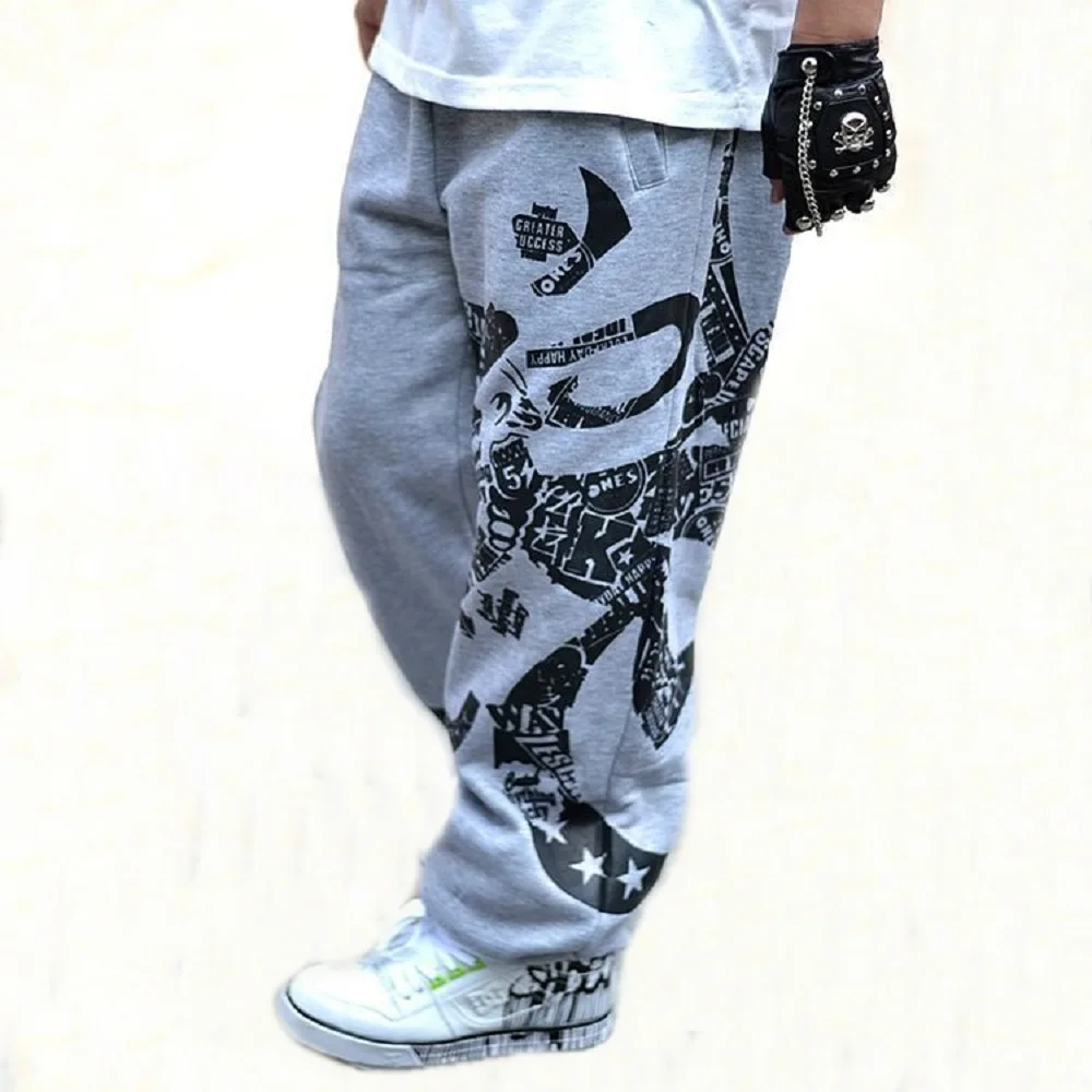 Sweatpants Men Board Sports Trousers Street Dance Wide Legs Pants Loose Rap Hip Hop Britches Print Baggy Track Bottoms Plus Size