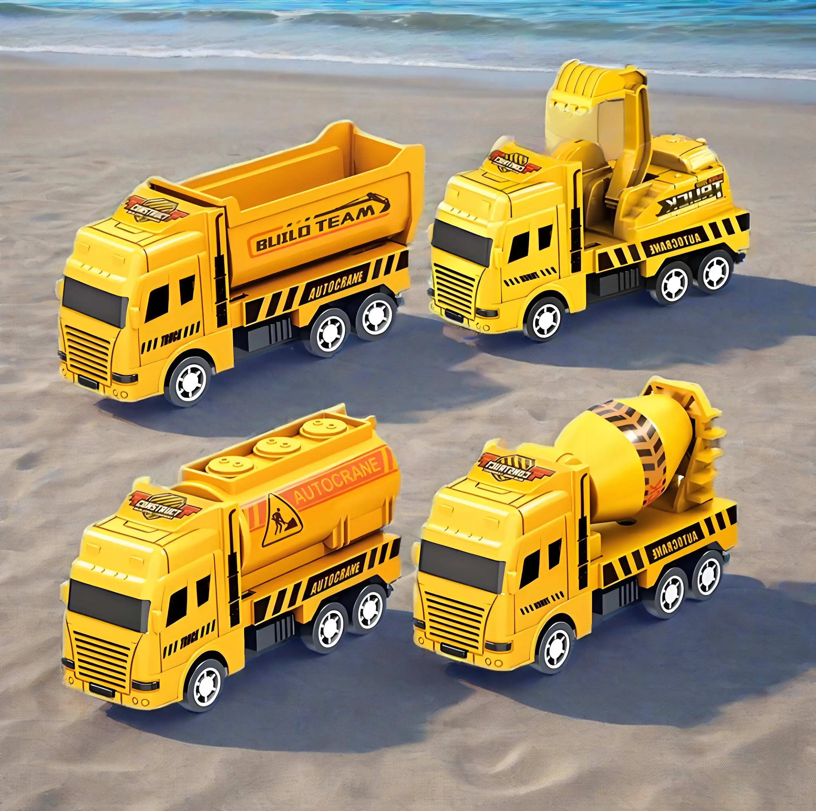 4 Pcs Small Construction Vehicles, Pull Back & Go Friction Powered STEM Toys for Toddlers, Travel Car Toys Age 3-5 Birthday Gift