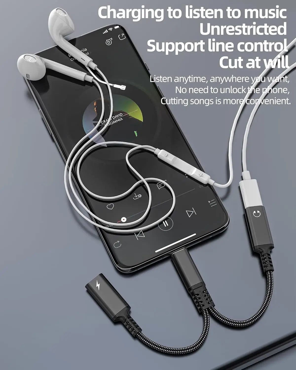 2 in 1 USB C OTG 스플리터 듀얼 타입-C 포트 헤드폰 잭 오디오 어댑터 및 PD 60W 고속 충전기 삼성 화웨이 아이폰17용
