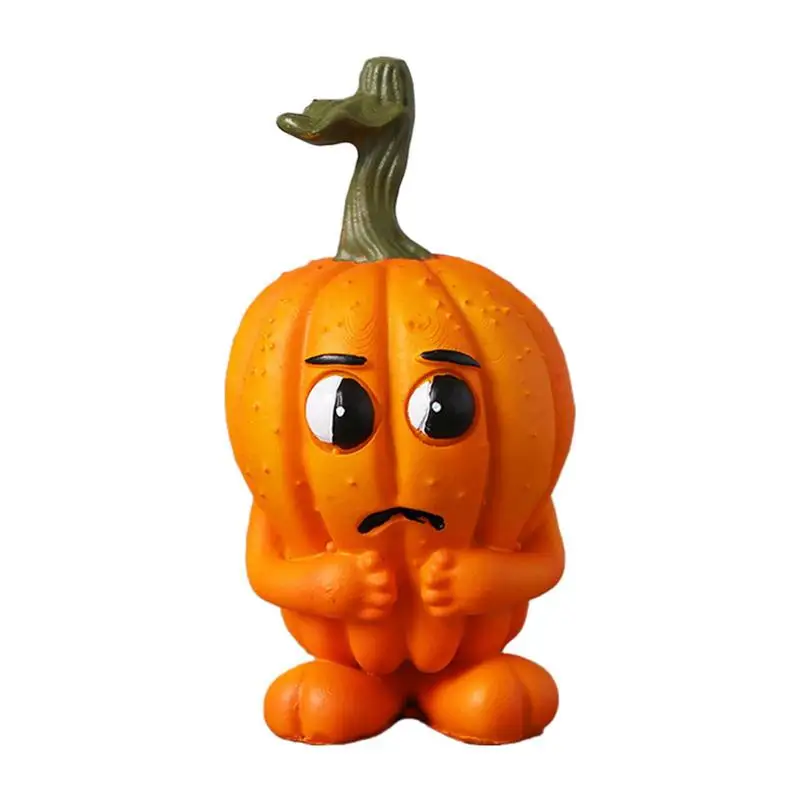 

Funny Pumpkin Resin Ornament Halloween Resin Pumpkin Accessory Table Decor Figurine Craft Desktop Decoration Halloween Gift