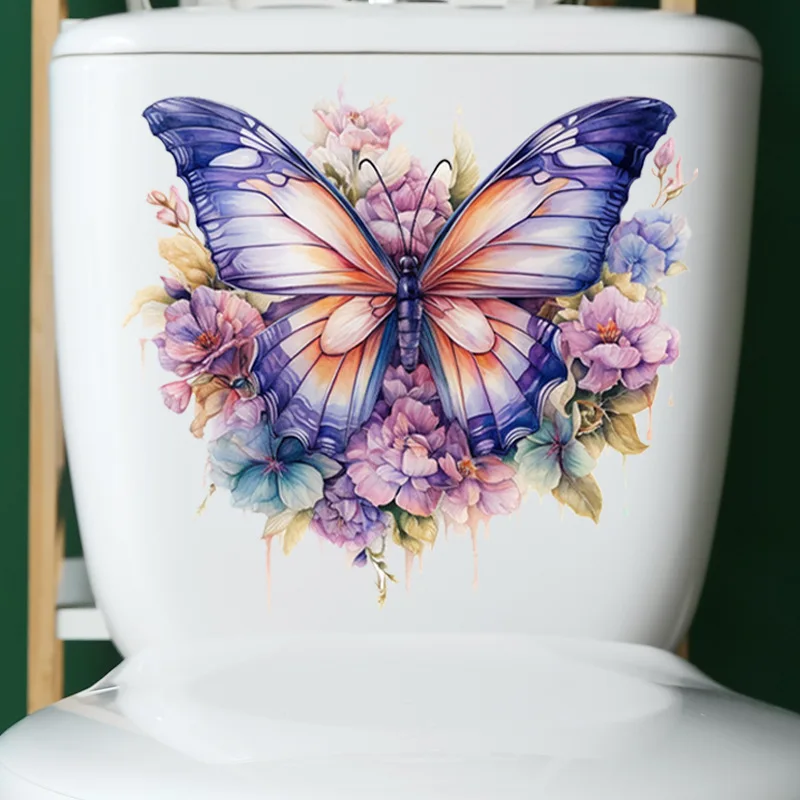 Funny Butterfly Toilet Stickers Waterproof Adhesive Decorative Vinyl Decals Toilet Lid Wc Refrigerator Home Decoration