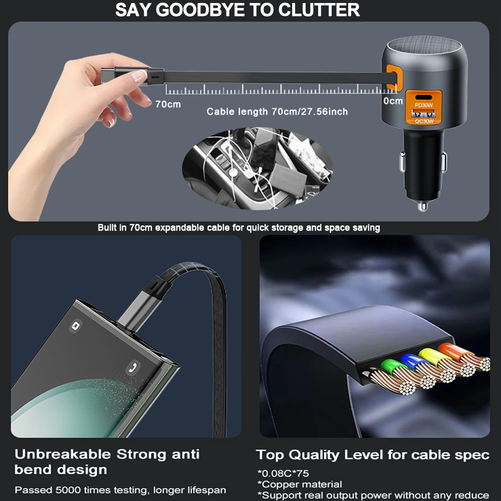 Fast Charging 3 in 1 USB Car Charger for Phones and Devices