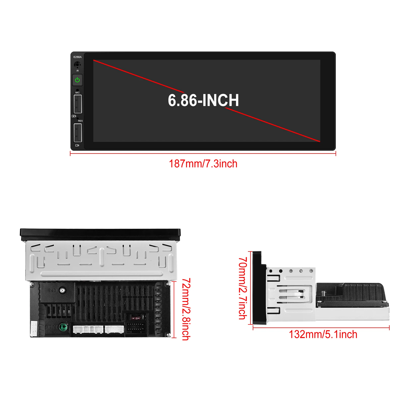 Hikity 1 din 안드로이드 자동차 라디오 멀티미디어 플레이어, 카플레이, 자동차 스테레오, MP5 플레이어, 블루투스, 폭스바겐, 닛산, 도요타, 혼다