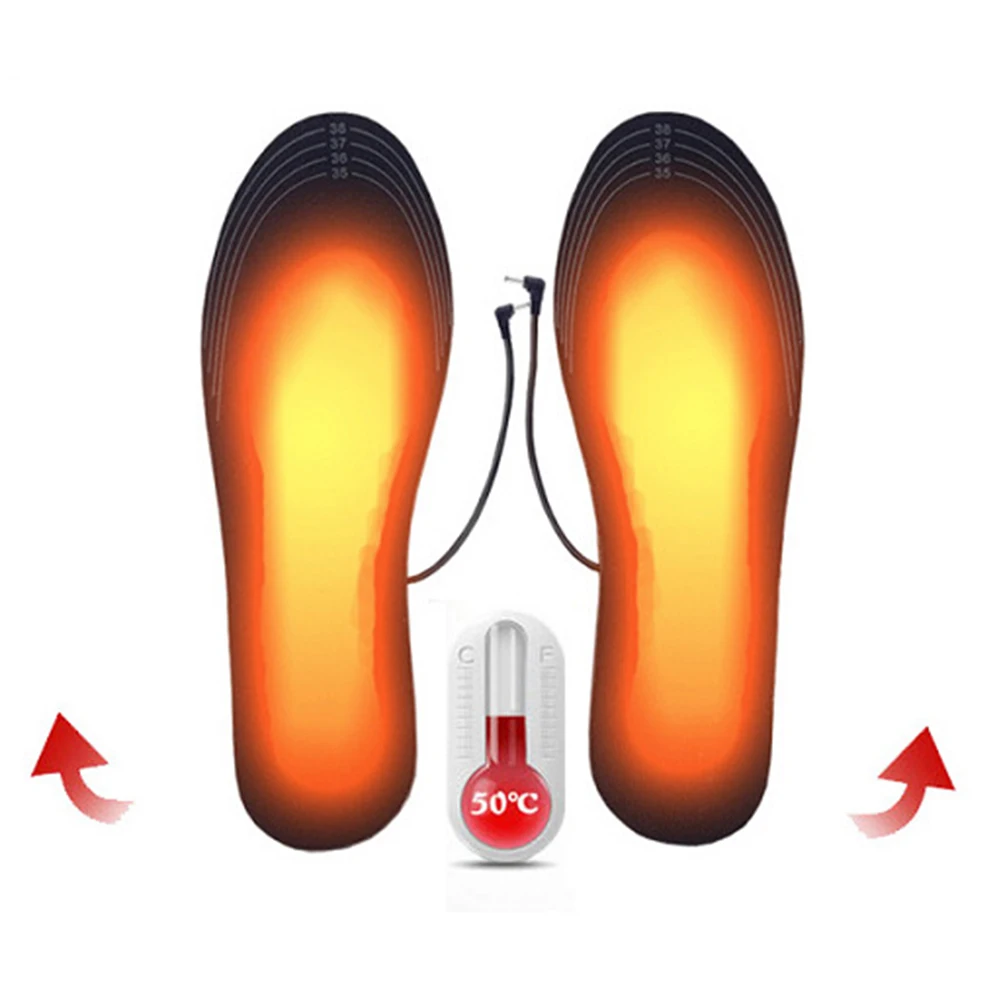 Unisex USB Rechargeable Electric Heated Insoles - Adjustable Temperature Foot Warmer