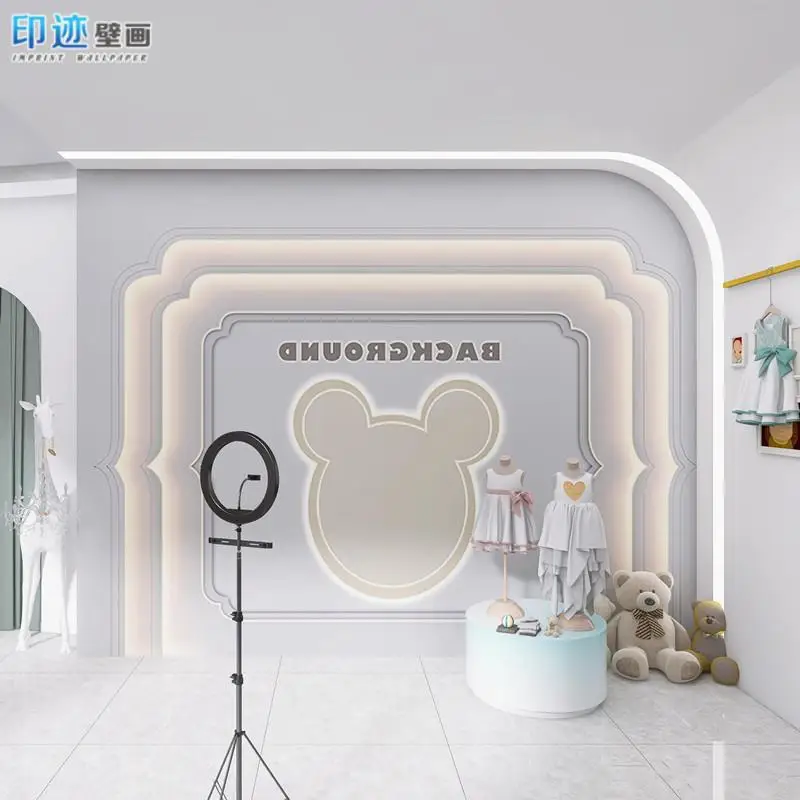 

3D Geometric Graphics Children'S Clothing Store Wallpaper Mother And Child Life Museum Live Broadcast Room Background Wall Women