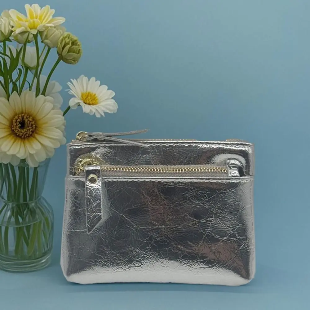 Portamonete in Pelle Portatile con Doppia Cerniera, Graziosa Pochette Multifunzionale, Mini Portafoglio per Uso Quotidiano - immagine 4