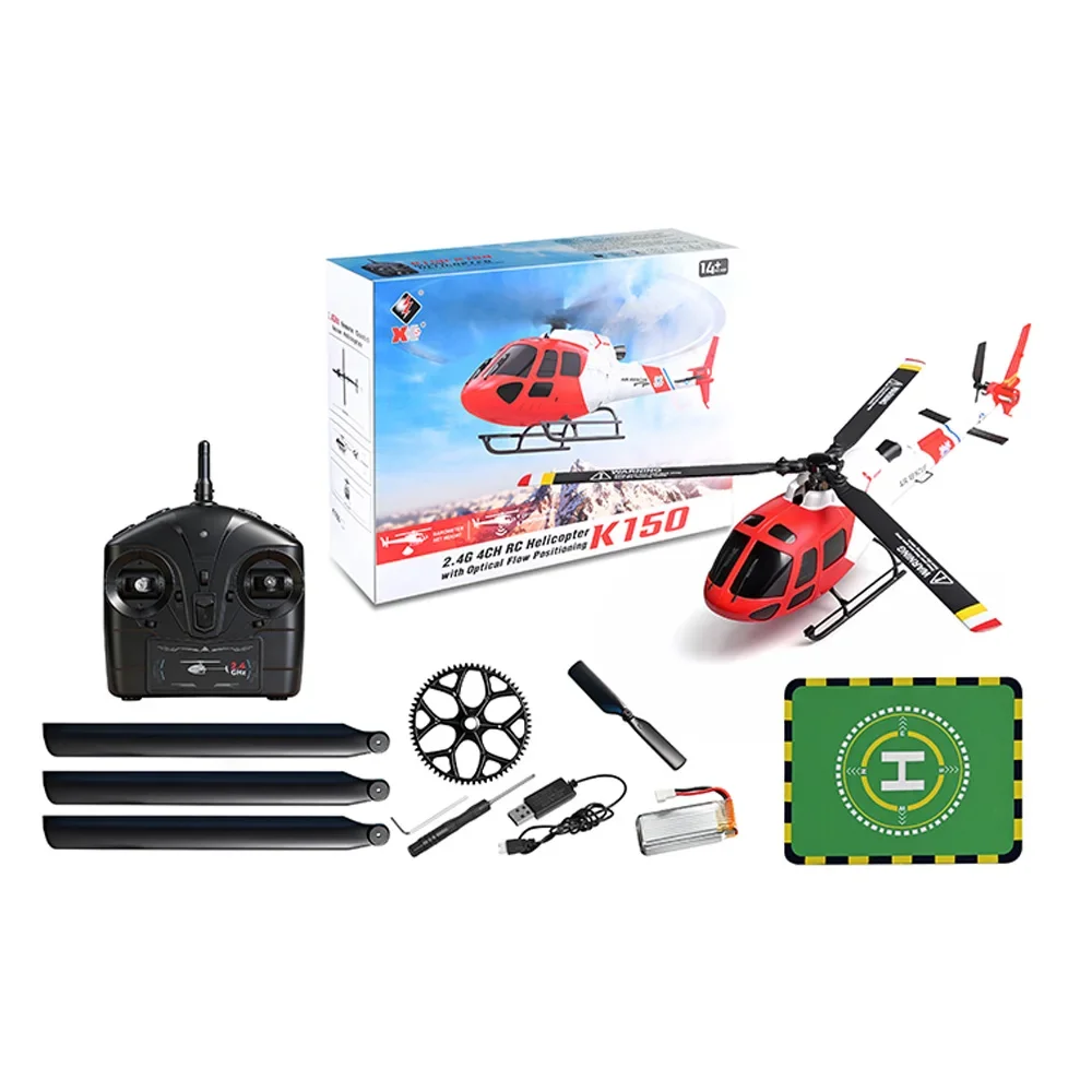 Wltoys K150 리틀 스퀴어 RC 헬리콥터 AS350 4CH 브러시리스 모델 압력 광학 흐름 고정형 고도 RC 비행기 어린이 장난감 선물